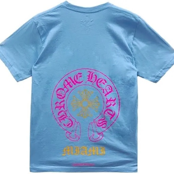 Chrome Hearts Other - Chrome Miami Art Basel Hearts Blue Short Sleeve Tee